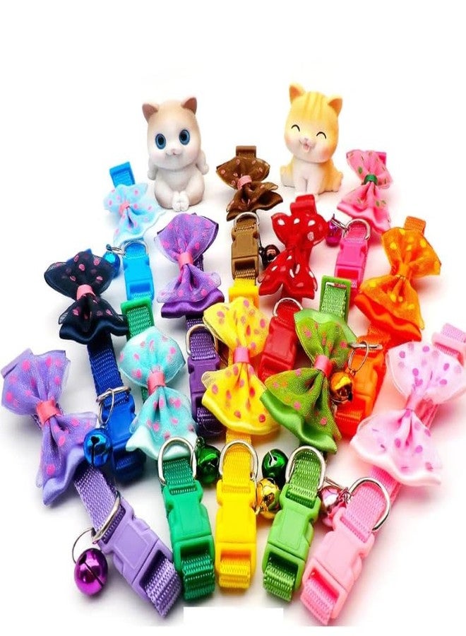 KittuPet طوقان من KittuPet، عبوة من قطعتين، طوق مزين بالزهور للقطط الصغيرة والجراء والكلاب، مقاس 10 مم، طوق للقطط مع جرس، طوق متين وآمن للقطط، مصنوع من النايلون. - Image 1